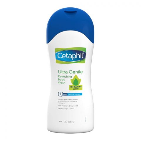 Cetaphil Ultra Gentle Refreshing Scent Body Wash, Sensitive & Dry Skin, 500ml