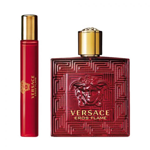 Versace Eros Flame Perfume Set, For Men, EDP 100ml + EDP 10ml + Pouch