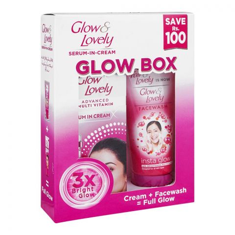 Fair & Lovely Is Now Glow & Lovely Serum In Cream+Face Wash Glow Box, Save Rs.100/-