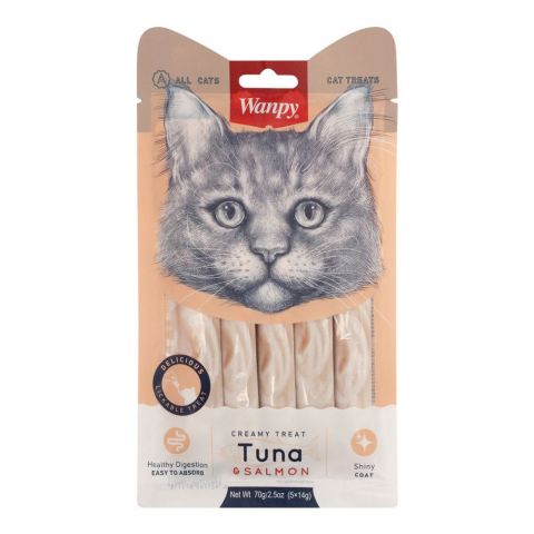Wanpy Creamy Tuna & Salmon Cat Treats, Cat Food, 70g