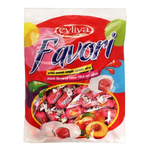 Evliya Favori Peach Flavoured Center Filled Soft Candy, Pouch, 350g