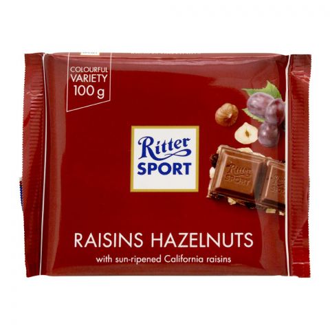 Ritter Sport Raisins Hazelnuts Chocolate, 100g