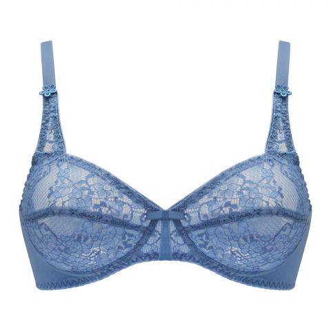 BeBelle Marvel Rosette Fabric Full Lace Bra, Denim Blue