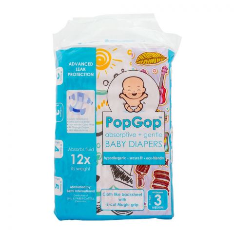 Pop Gop Baby Diapers, No. 3, Medium, 4-9 KG, 44-Pack