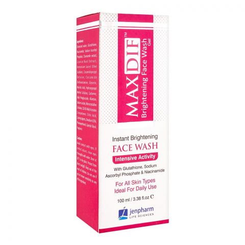 Jen Pharm Maxdif Brightening Face Wash Gel, For All Skin Types, 100ml