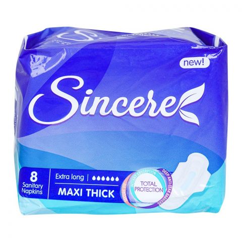 Sincere Maxi Thick Extra Long Sanitary Napkins, 8-Pack