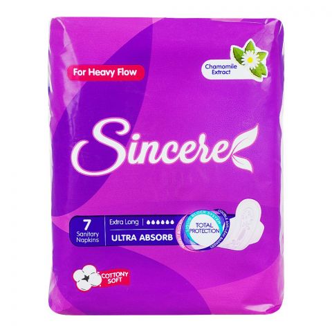 Sincere Ultra Thin Extra Long Sanitary Napkins, 7-Pack