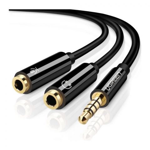 UGreen 3.5mm Male To 2 Female Audio Cable, ABS Case, Black, 30620