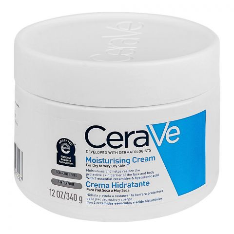 CeraVe Fragrance Free Moisturizing Cream, Dry To Very Dry Skin, 340g