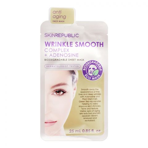 Skin Republic Anti Aging Wrinkle Smooth Complex + Adenosine Face Mask Sheet, 25ml