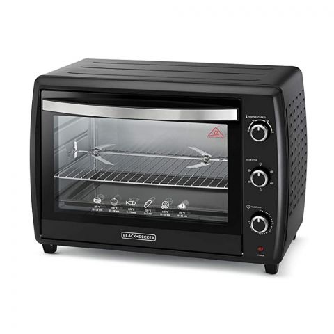 Black & Decker Double Glass Multifunction Toaster Oven With Rotisserie For Toasting/Baking/Broiling, Black, TR-070