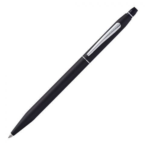 Cross Click Classic Matt Black Ballpoint Pen With Chrome Appointments, Black Medium Tip, AT0622-102