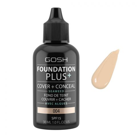 Gosh Foundation Plus, Cover + Conceal, SPF 15, 001 Natural, 30ml