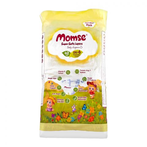 Momse Baby Diapers, XXL-6, 15+ KG, 52-Pack