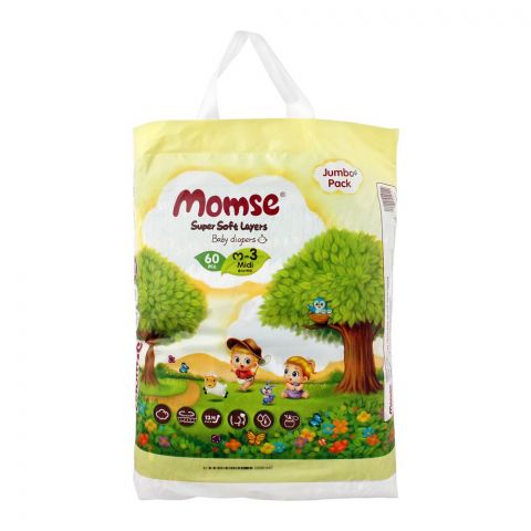 Momse Baby Diapers, M-3, 6-11 KG, 72-Pack