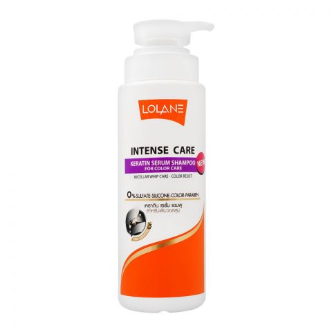 Lolane Intense Care Keratin Serum Shampoo, For Color Care, Sulfate & Paraben Free, 400ml