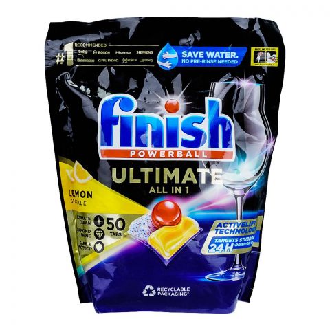 Finish Power Ball Ultimate All-In-1 Lemon Sparkle, 50-Pack