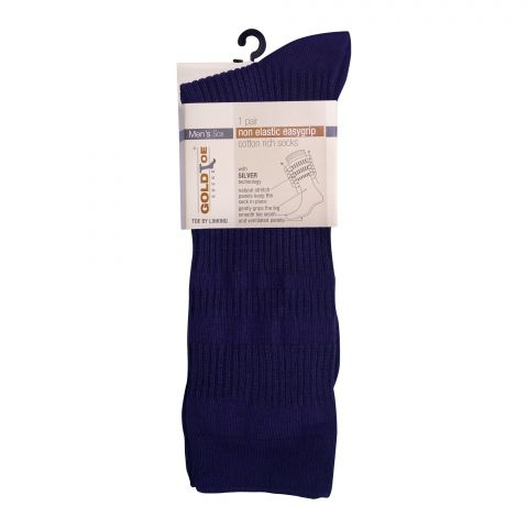 Goldtoe Non Elastic Easygrip Cotton Rich Socks, 1 Pair, Blue