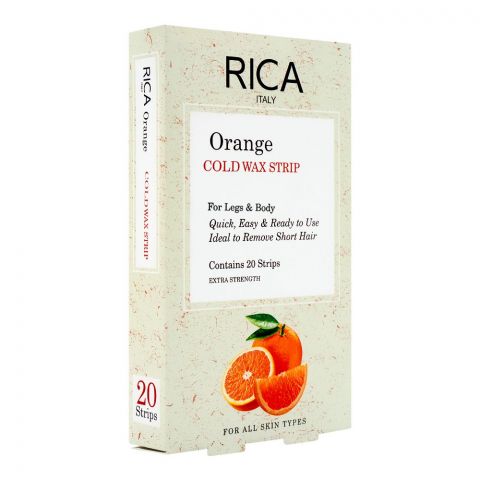 RICA Orange Cold Wax Strips, For Legs & Body, All Skin Types, 20-Pack