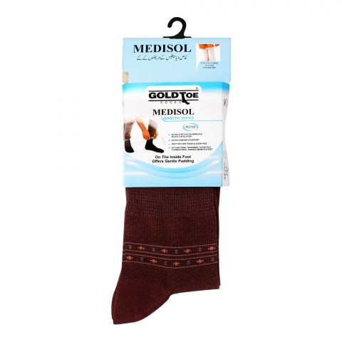 Goldtoe Medisol Diabetic Cotton Socks, Brown