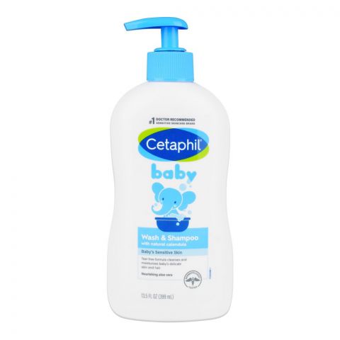 Cetaphil Baby Natural Calendula Wash & Shampoo, For Sensitive Skin, Tear Free, 399ml