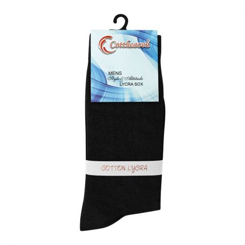Cottheaven Men's Cotton Lycra Socks, Black