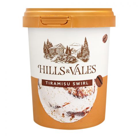 Hills & Vales Tiramisu Swirl Ice Cream, 500ml