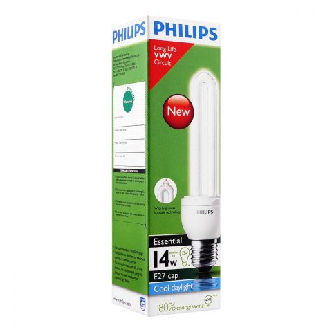 Philips Essential Energy Saver Bulb, 14W, E27 Cap, Cool Daylight