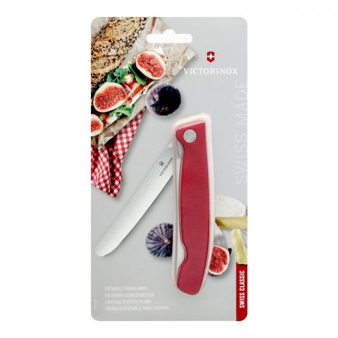 Victorinox Swiss Classic Foldable Paring Plain Knife, Red, 6.7801.FB