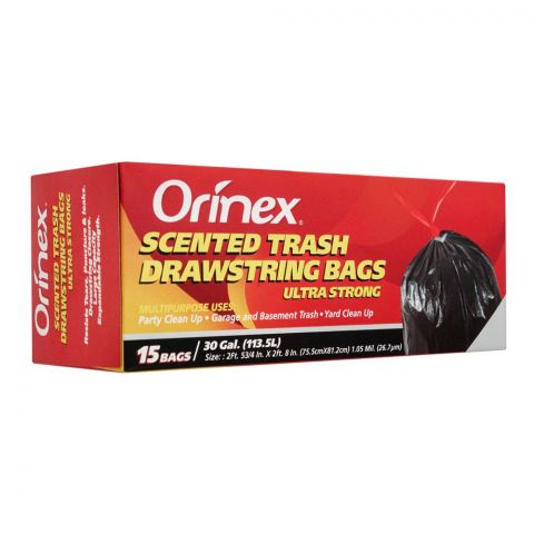 Orinex Scented Trash Drawstring Bags, 15 Bags/30Gal