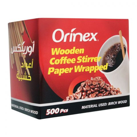 Orinex Wooden Coffee Stirrer Paper Wrapped, 500-Pack