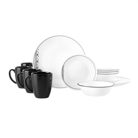 Corelle Livingware Dinnerware Set, Fusion Charcoal, 16 Piece, 1137532