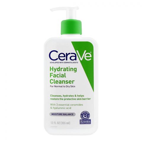 CeraVe Hydrating Facial Cleanser, Normal To Dry Skin, 355ml