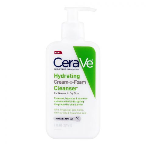 CeraVe Hydrating Cream-To-Foam Cleanser, Normal To Dry Skin, 237ml