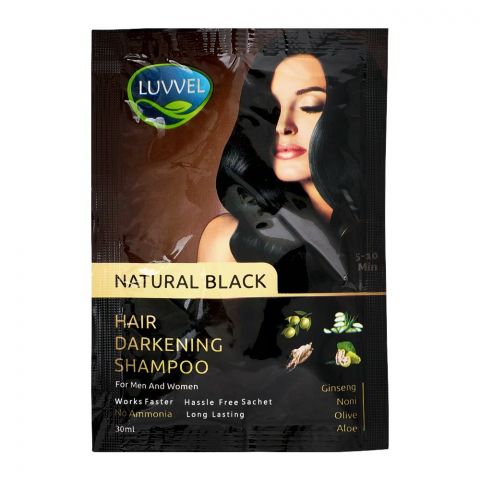 Luvvel Hair Darkening Shampoo, Natural Black, For Men & Women, 30ml