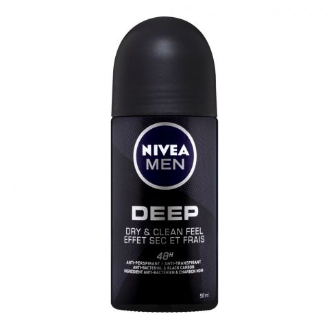 Nivea Men 48H Deep Dry & Clean Feel Anti-Perspirant Roll-On, 50ml
