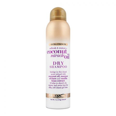 OGX Refresh & Restore + Coconut Miracle Oil Dry Shampoo, Extra Strength, 235ml