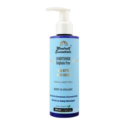 Montrell Essentials Shea Butter Grape Seed Oil Body & Volume Sulfate Free Conditioner, 200ml