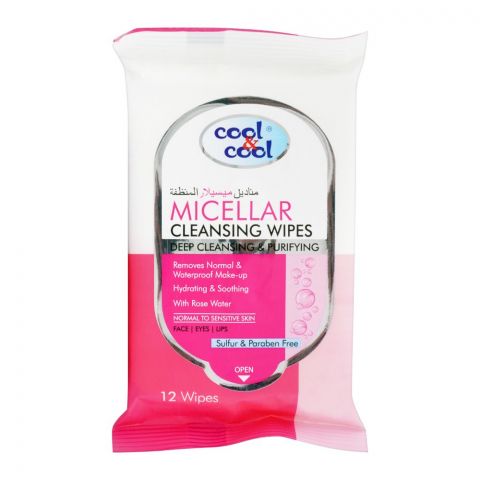 Cool & Cool Micellar Cleansing Wipes, 12-Pack