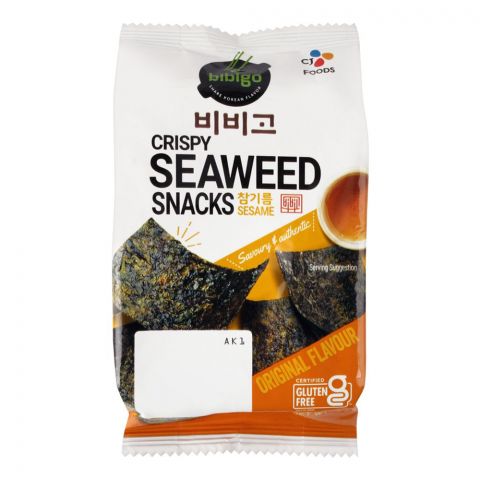 Bibigo Crispy Seaweed Snacks, Sesame, Original Flavour, Gluten Free, 5g