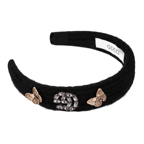 Gucci Style Butterfly Hair Band, Black Stone, AB-23
