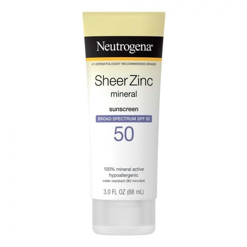 Neutrogena Sheer Zinc Mineral Sunscreen, SPF 50, 88ml