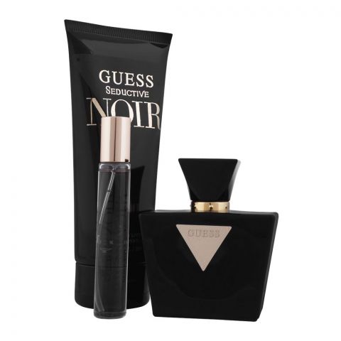 Guess Seductive Noir Perfume Set For Women, EDT 75ml + Body Lotion 200ml + Travel Spray 15ml