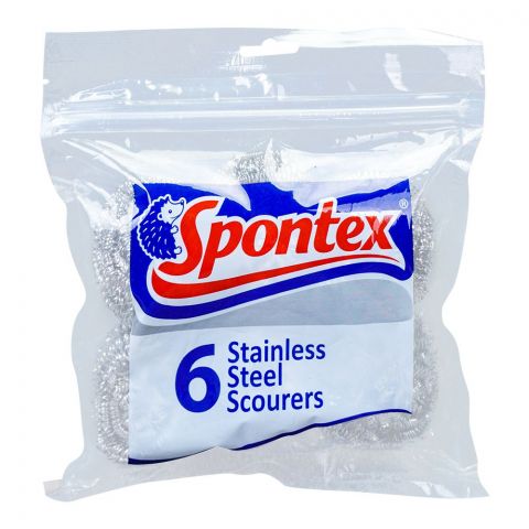 Spontex Stainless Steel Scourers Spiral, 6-Pack