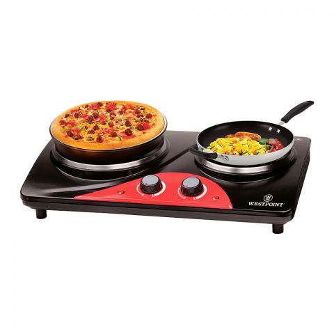 West Point Deluxe Double Hot Plate, 2500W, Stainless Steel Housing, 188mm+155mm Diameter, WF-272