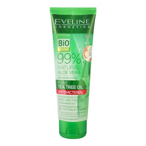Eveline Bio Organic 99% Aloe Vera Tea Tree Oil Antibacterial Body And Face Gel, 250ml