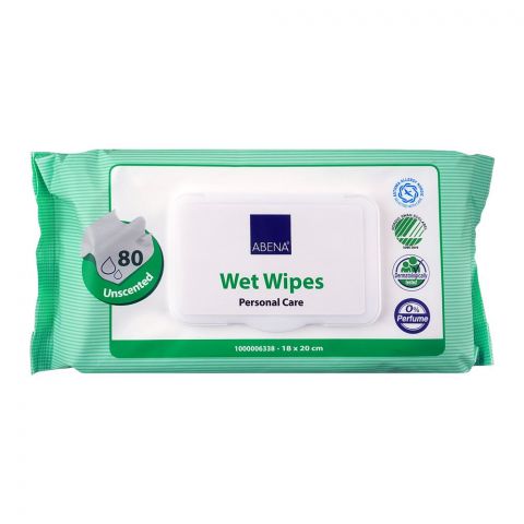 Abena Personal Care Unscented Wet Wipes, 18x20cm, 80-Pack