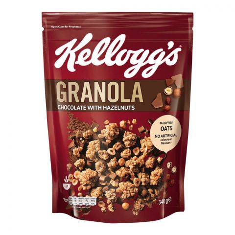 Kellogg's Granola Chocolate With Hazelnuts, Oats, Source of Fiber, Ideal For Healthy Breakfast, 340gm