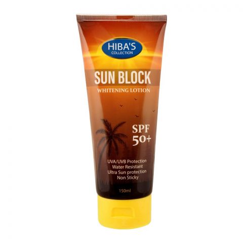 Hiba's Sun Block Whitening Lotion, SPF 50+, 150ml