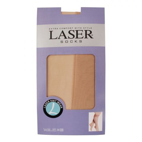 Laser Lycra Powder Ladies Socks, Skin